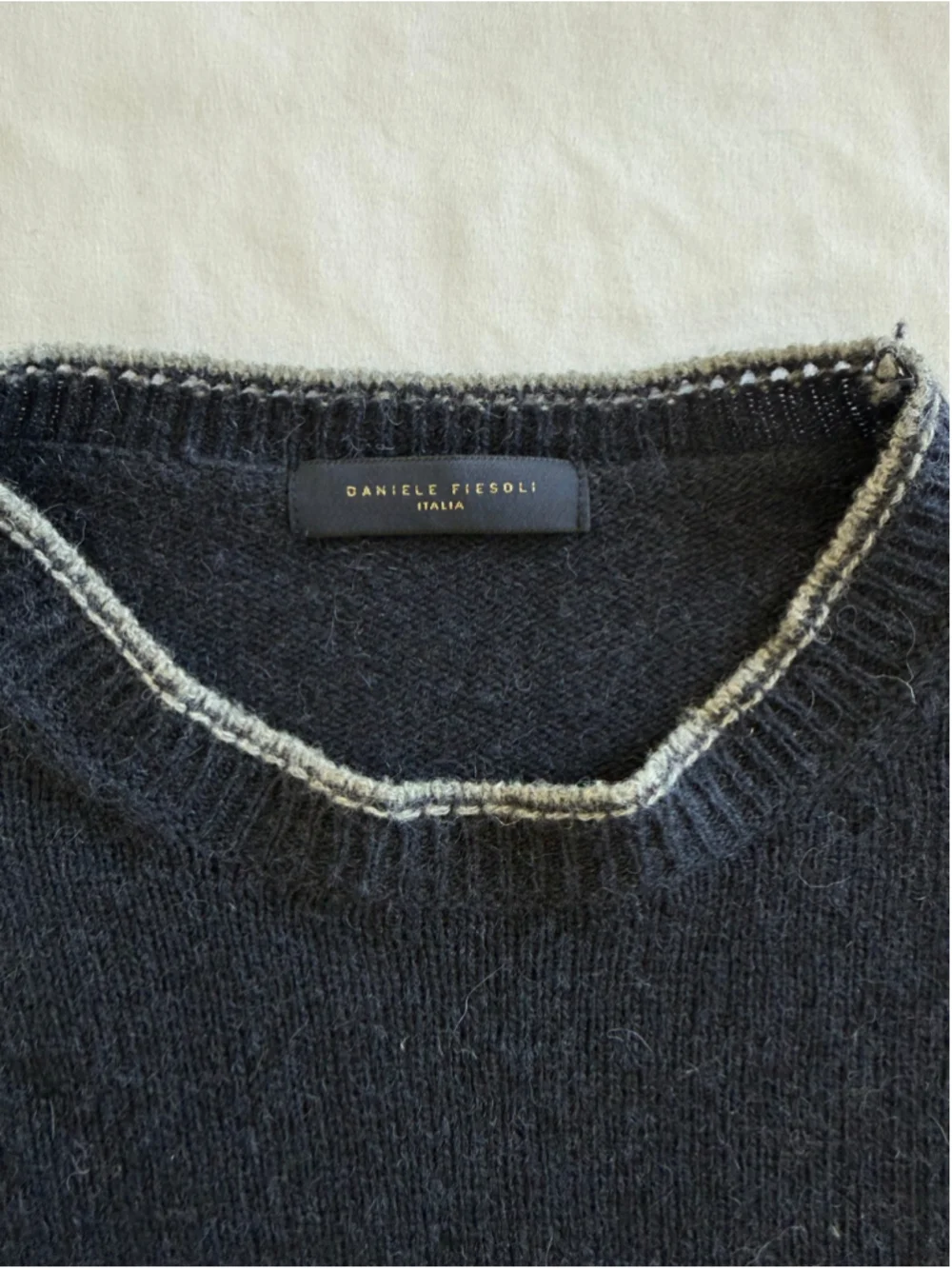 Men's Daniele Fiesoli Crewneck Sweater Navy Grey Size M